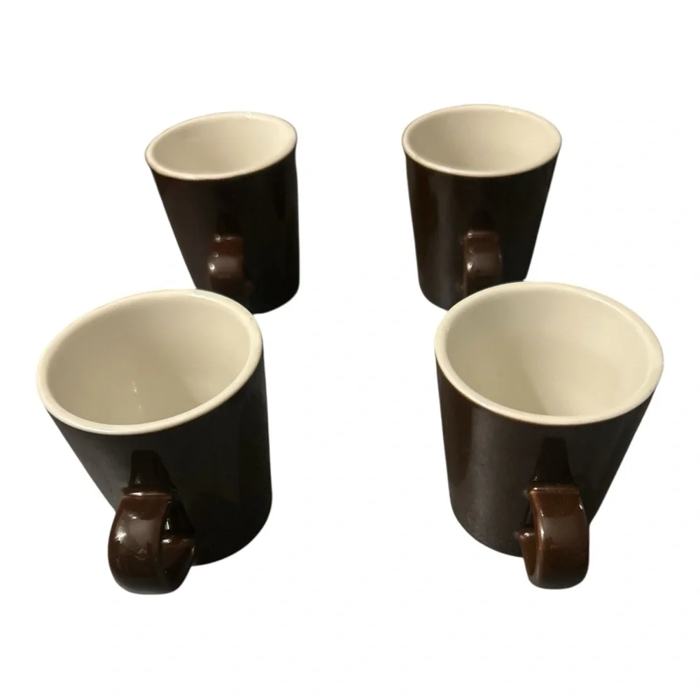 Crate‎ & Barrel Brown Espresso Cups Set 4 Demitasse